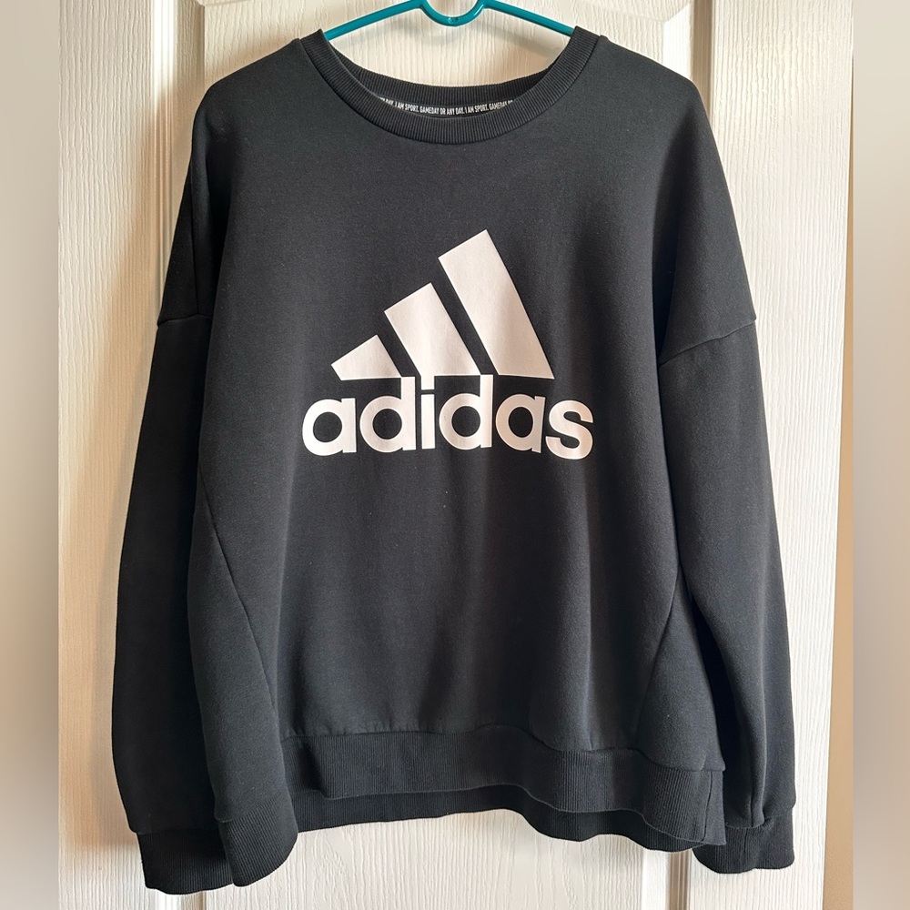 Adidas Black and White Logo Crewneck Sweatshirt Women’s Size XL